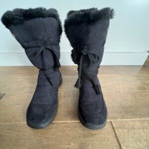Pajar Black Winter Fur Lined Suede Boots with Tassle Laces-Size 38